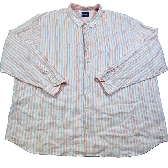 Tommy Bahama Other - Tommy Bahama 100% Linen Button Front Long Sleeve Vertical Stripe Shirt Men's 4XT